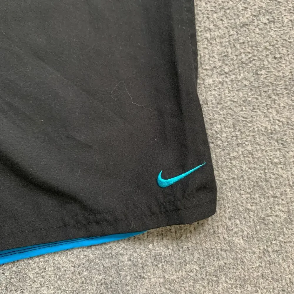 Nike Swim Shorts Mens Small Black Blue Surge 9-Inch Volley Swimwear‎ Brief Lined